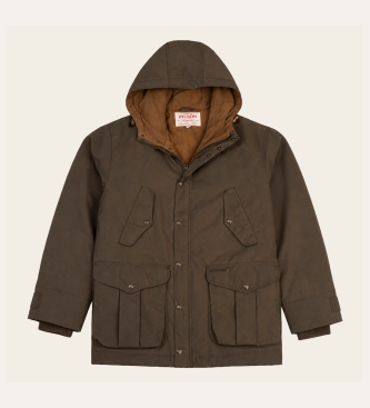 Filson Parka Waxed Mountain verde-marrone