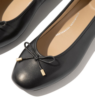 Fitflop Ballerinor med rosett i svart Delicato-lder