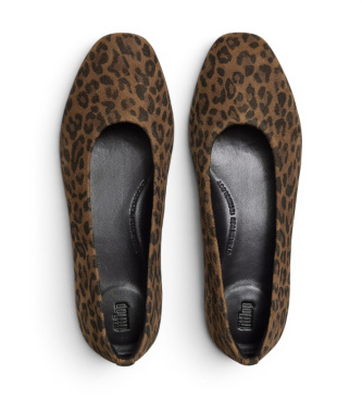 Fitflop Ballerine in pelle Delicato Leopard marrone