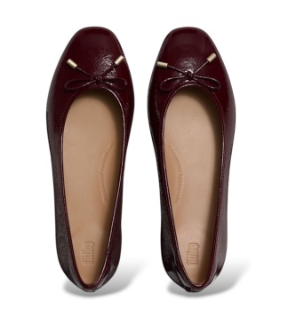 Fitflop Balerinke iz usnja Delicato Bow bordo rdeče