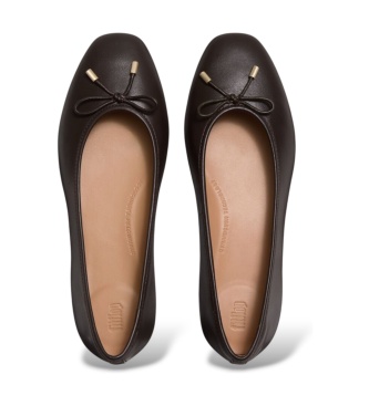 Fitflop Delicato Bow ballerinasko i læder chokoladebrun