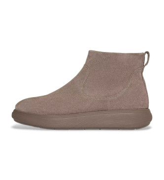 Fitflop IQ-Comff - Bottines en daim taupe avec fermeture clair
