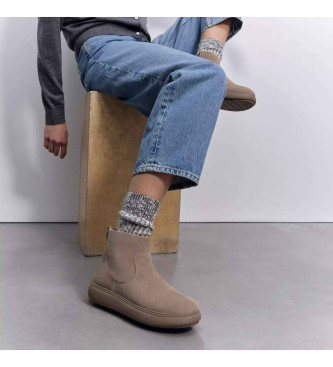 Fitflop IQ-Comff - Bottines en daim taupe avec fermeture clair