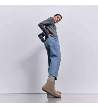 Fitflop IQ-Comff - Bottines en daim taupe avec fermeture clair