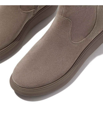 Fitflop IQ-Comff - Bottines en daim taupe avec fermeture clair