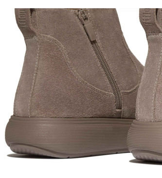 Fitflop IQ-Comff - Bottines en daim taupe avec fermeture clair