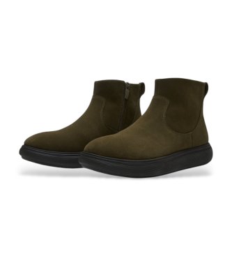 Fitflop Iq-Comff Leather Ankle Boots with Olive Green Zipper