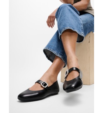 Fitflop Sapatos de couro Delicato Crystal preto