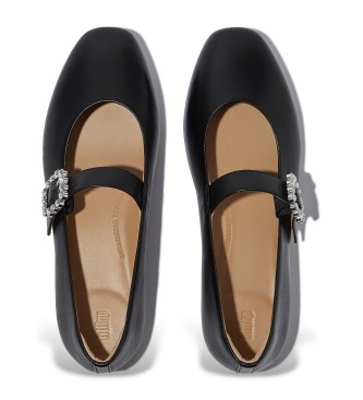 Fitflop Sapatos de couro Delicato Crystal preto