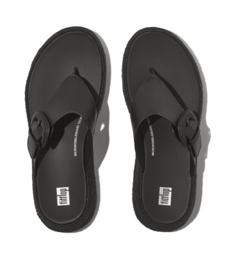 Fitflop F-mode Usnjeni sandali Espadrille črne barve