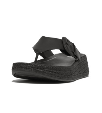Fitflop Skórzane sandały F-mode Espadrille czarne