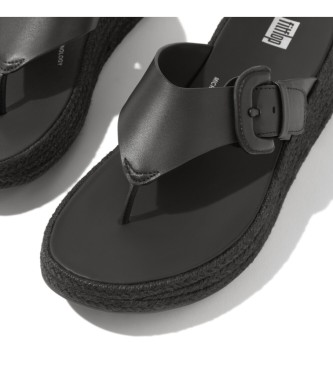 Fitflop F-mode Sandlias em pele com espadrilho preto