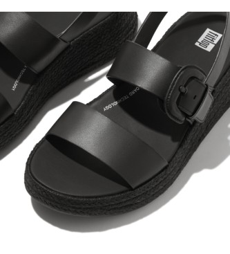Fitflop F-mode Espadrille sandlias de couro com fivela preto