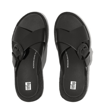 Fitflop F-mode Espadrille buckle leather sandals black