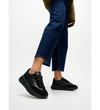 Fitflop Sapatos de couro F-Mode T-Toe Wave Shoes preto