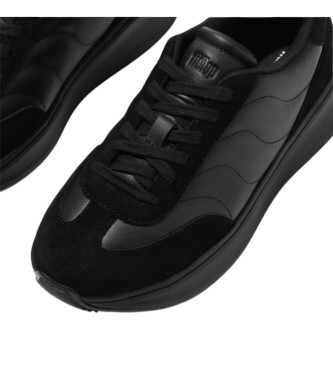 Fitflop Sapatos de couro F-Mode T-Toe Wave Shoes preto
