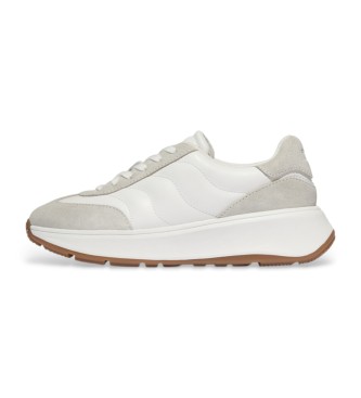 Fitflop F-Mode T-Toe Wave Leather Sneakers branco
