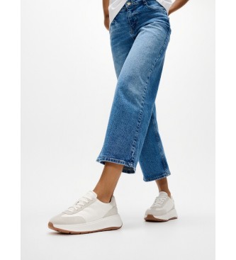 Fitflop F-Mode T-Toe Wave Leather Sneakers branco