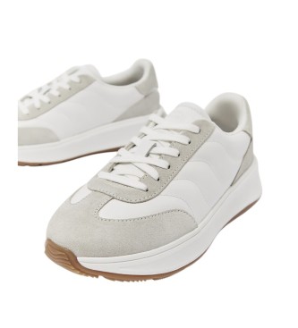 Fitflop F-Mode T-Toe Wave Leather Sneakers branco