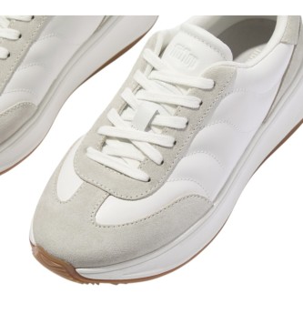 Fitflop F-Mode T-Toe Wave Leather Sneakers branco