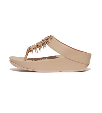 Fitflop Beige Rumba Beaded leather sandals