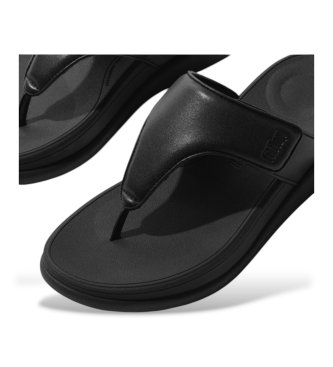 Fitflop Usnjeni sandali F-Mode črni