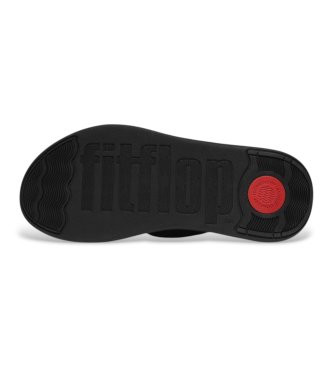 Fitflop Usnjeni sandali F-Mode črni