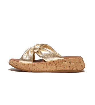 Fitflop Leather sandals F-Mode Twist bronze