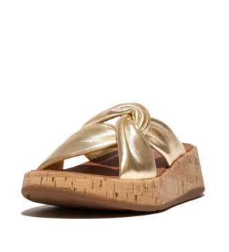 Fitflop Usnjeni sandali F-Mode Twist bronz