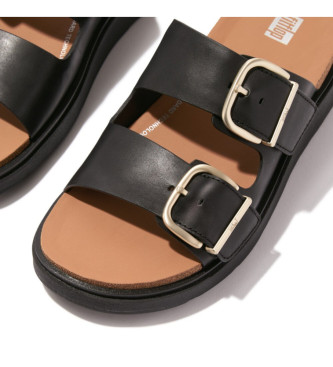 Fitflop Gen-F Usnjeni sandali z zaponko črne barve