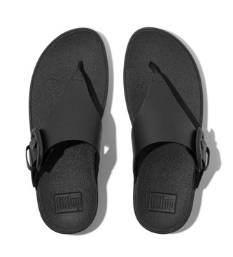 Fitflop Usnjeni sandali Lulu Covered-Buckle Raw črni