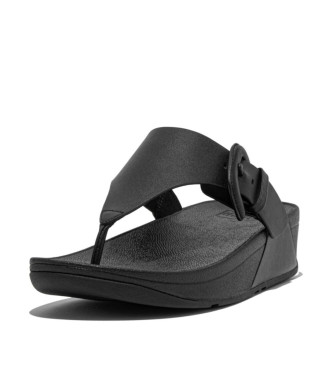 Fitflop Lulu Covered-Buckle Raw Leather Sandals black
