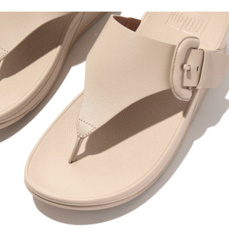 Fitflop Leather Lulu Covered-Buckle Raw nude sandals