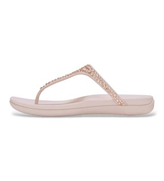 Fitflop Sandalias de Piel Solay Mixed-Crystal Toe-Post nude