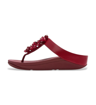 Fitflop Sandalias de Piel Fino Bead-Cluster Toe-Post burdeos