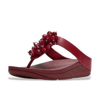 Fitflop Sandalias de Piel Fino Bead-Cluster Toe-Post burdeos