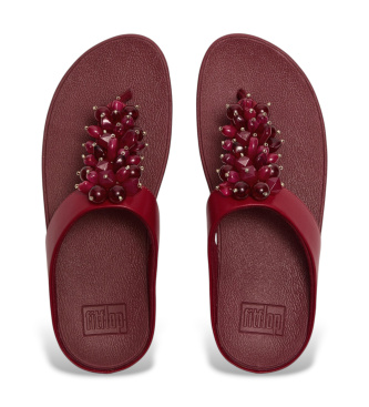 Fitflop Sandalias de Piel Fino Bead-Cluster Toe-Post burdeos