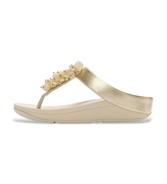 Fitflop Sandali Fino con dita separate e grappolo di perline, colore oro