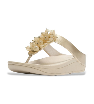 Fitflop Sandali Fino con dita separate e grappolo di perline, colore oro