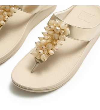 Fitflop Sandali Fino con dita separate e grappolo di perline, colore oro