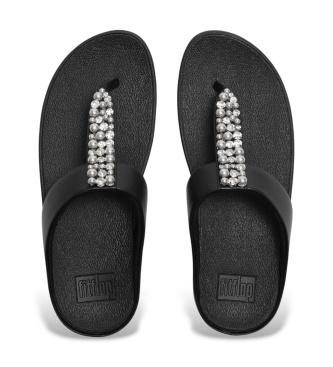 Fitflop Pearls-and-Crystal Toe-Post Fine Sandals black