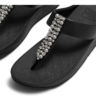 Fitflop Pearls-and-Crystal Toe-Post Fine Sandals black