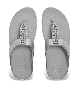 Fitflop Pearls-and-Crystal Toe-Post Fino Sandals silver