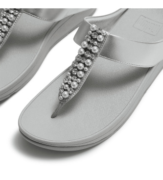 Fitflop Pearls-and-Crystal Toe-Post Fino Sandals silver