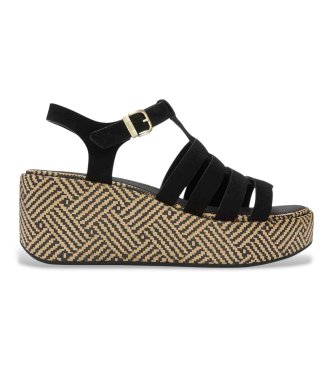 Fitflop Črno usnje Grafični sandali