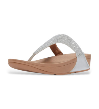 Fitflop Silver Lulu Crystal Embellished Toe-Post Sandals