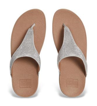 Fitflop Silver Lulu Crystal Embellished Toe-Post Sandals