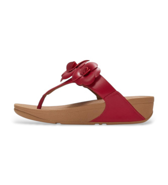 Fitflop Lulu Flower Toe-Post Leather Sandals red
