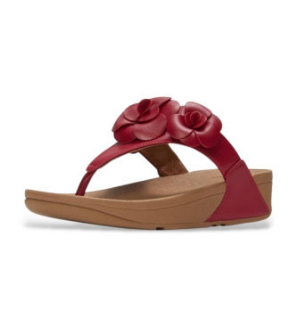 Fitflop Lulu Flower Toe-Post Leather Sandals red