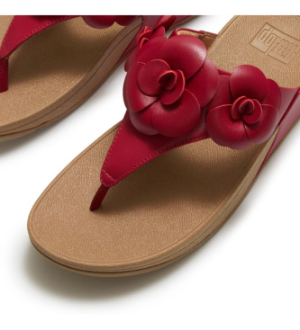 Fitflop Lulu Flower Toe-Post Leather Sandals red